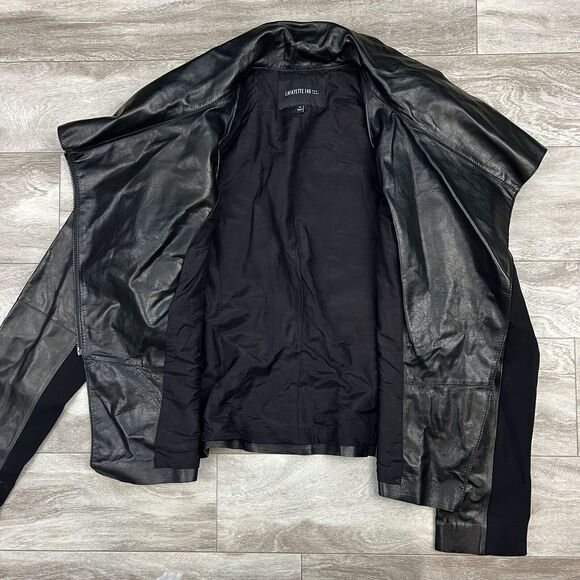 Lafayette 148 New York Moto Leather Zip Up Jacket - Picture 4 of 9